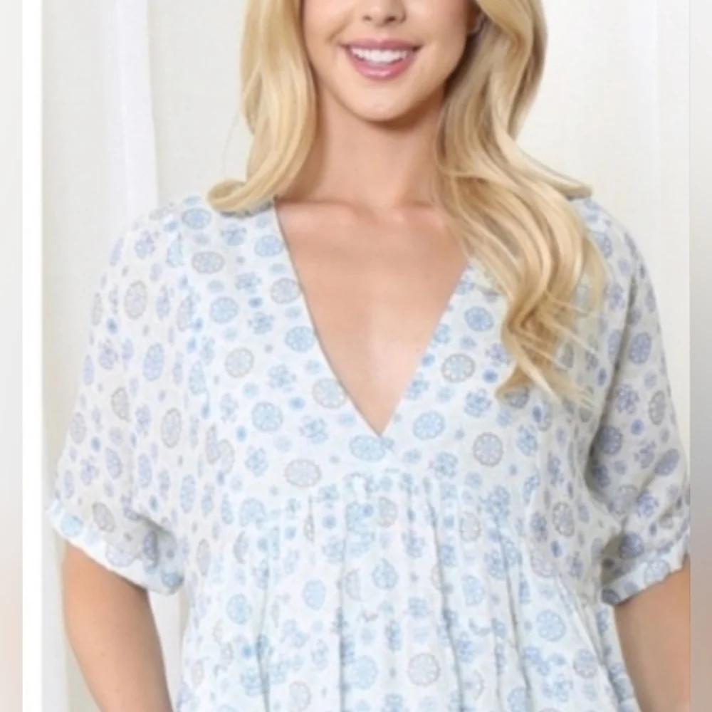 HERSY MEDALLION PRINT BABYDOLL DRESS M NWOT - Picture 2 of 13